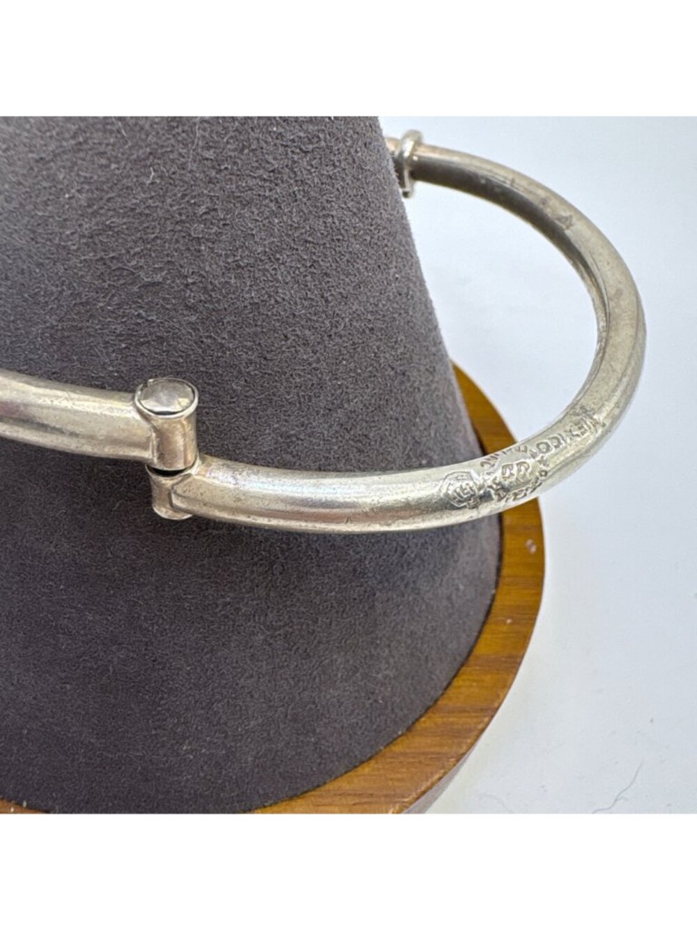 Hinged Ball Ends Bangle Bracelet Sterling Silver 925 Size 7" Fit - Picture 5 of 10
